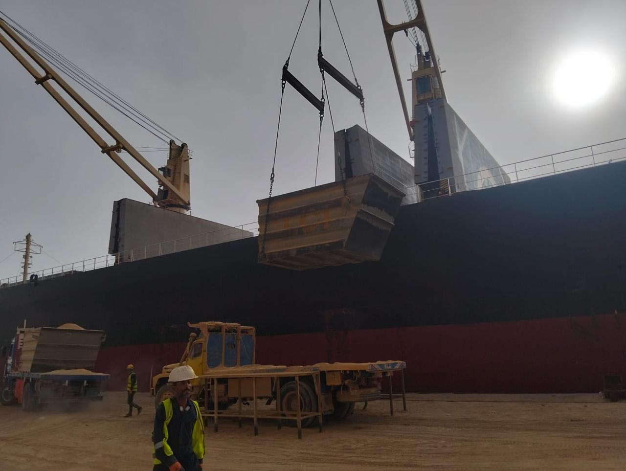 Egyptian phosphate rock lumps stockpile prepared for fertilizer export