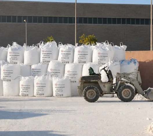 Calcium carbonate jumbo bags ready for export from Egypt