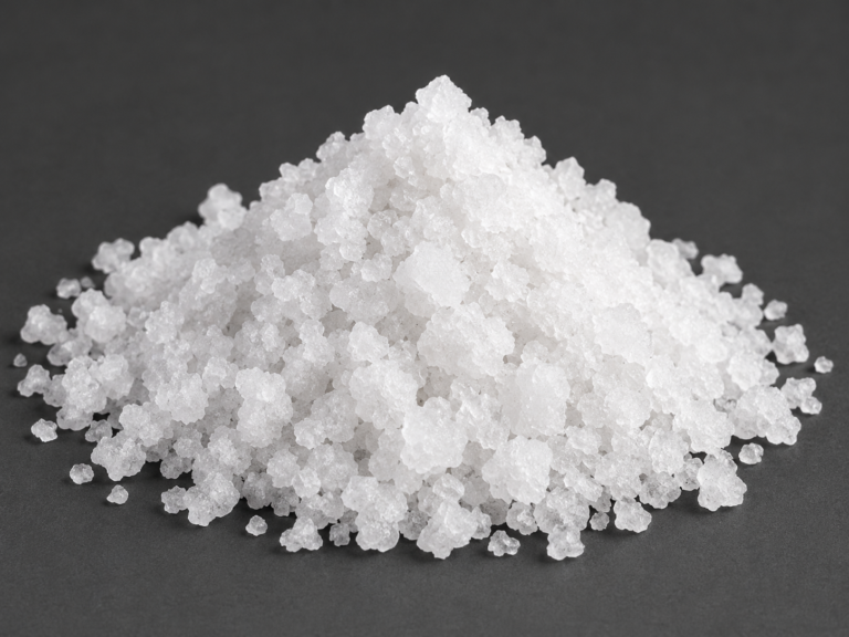 Illustrative view of coarse white industrial salt crystals