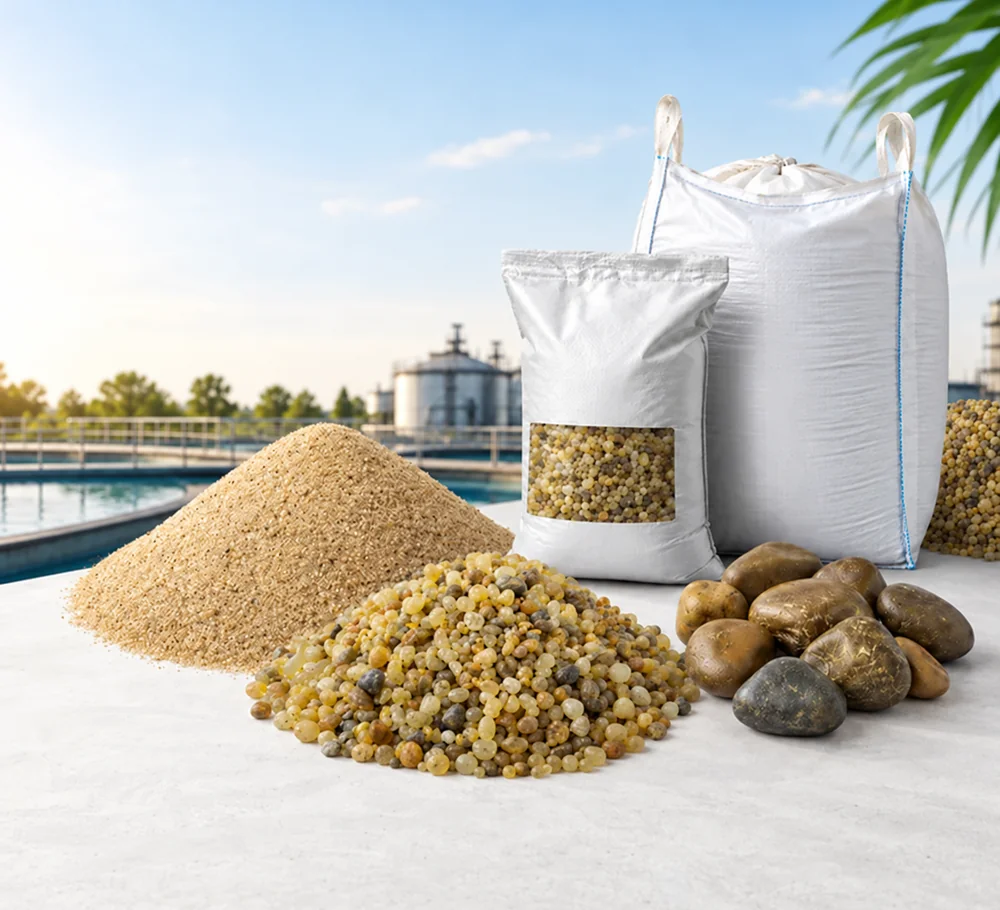 Filtration sand and gravel water treatment filter media